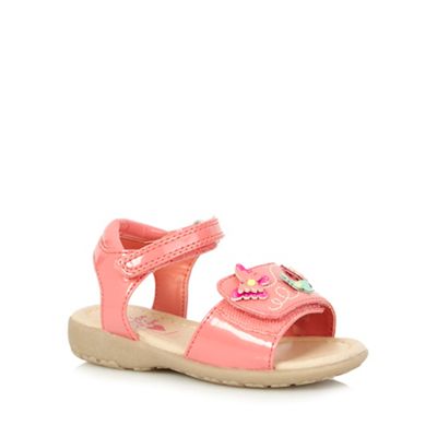bluezoo Girls' pink butterfly applique double rip tape sandals